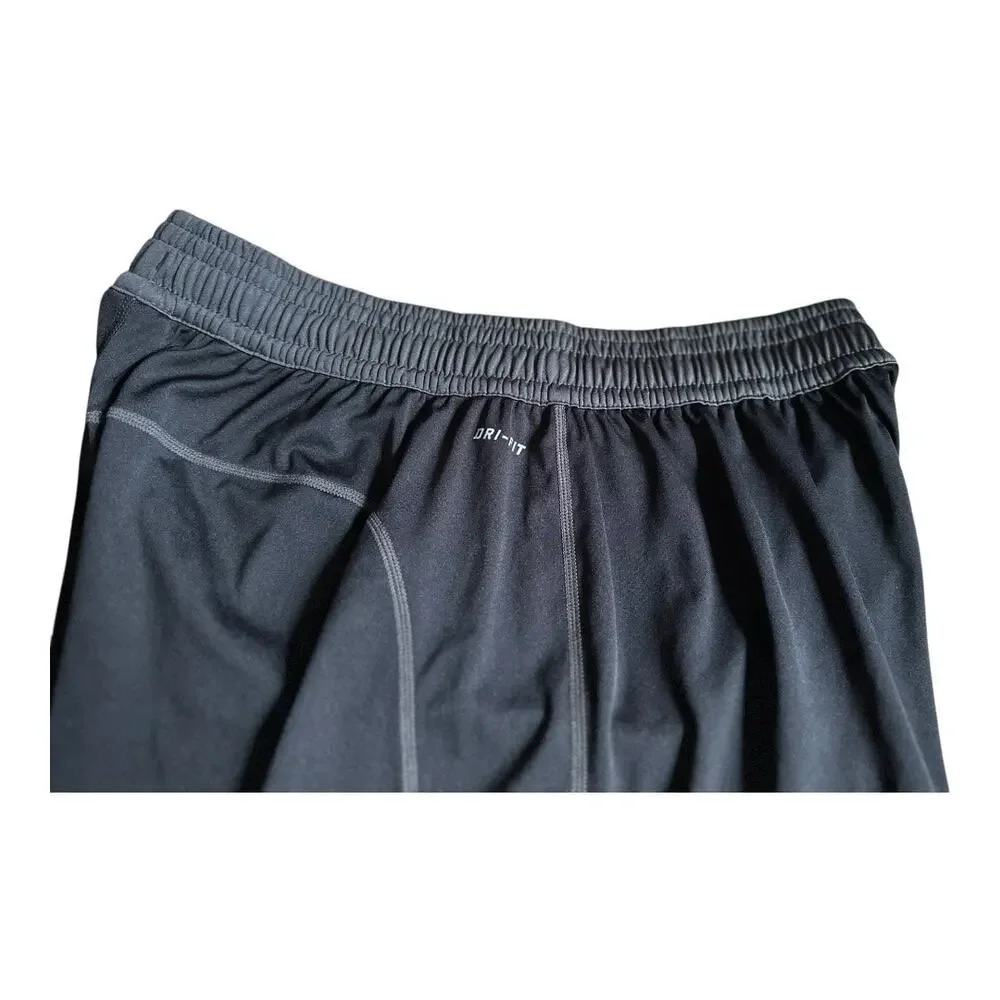 Nike Mens Medium active gym shorts dri-fit black basketball shorts gray swoosh​ - Picture 5 of 8